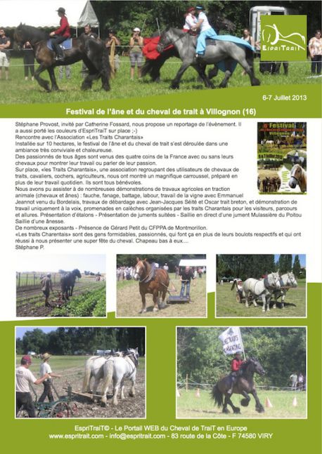 Festival du Cheval de Trait Villognon 2013