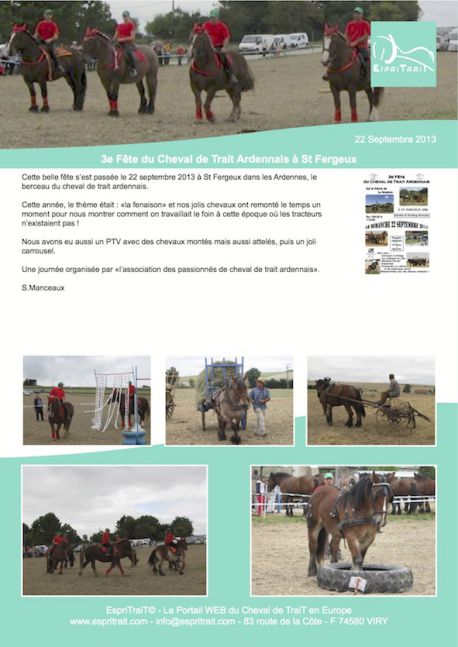 3e Fête du Cheval Ardennais St Fergeux 2013